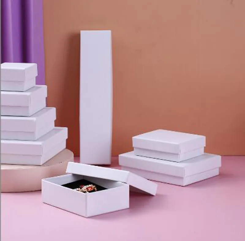 Bolsa de caixas de presente de j￳ias para brinco de colar cart￣o -presente com tampas e bolsas de papel de compras cheias de esponja