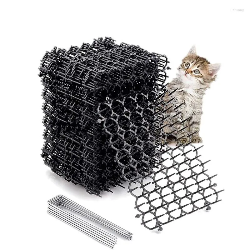 Cat Carriers 12PCS/Set Mats Anti-cat Garden Gatos Dogs Repellent Mat Prickle Strips Keep Cats Away Safe Plastic Spike 15.5CM 20CM