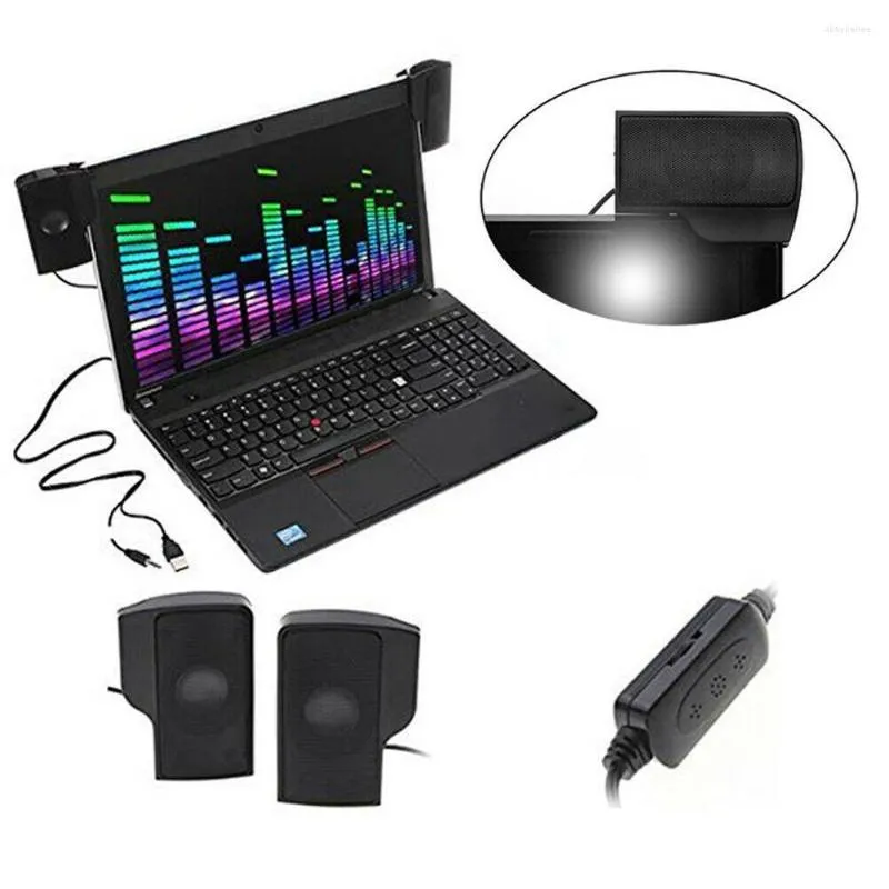 Combination Speakers Mini Portable USB Stereo Sound Bar Black Clip Music Player For Laptop Mp3 Mobile Phone Powered Line Driver