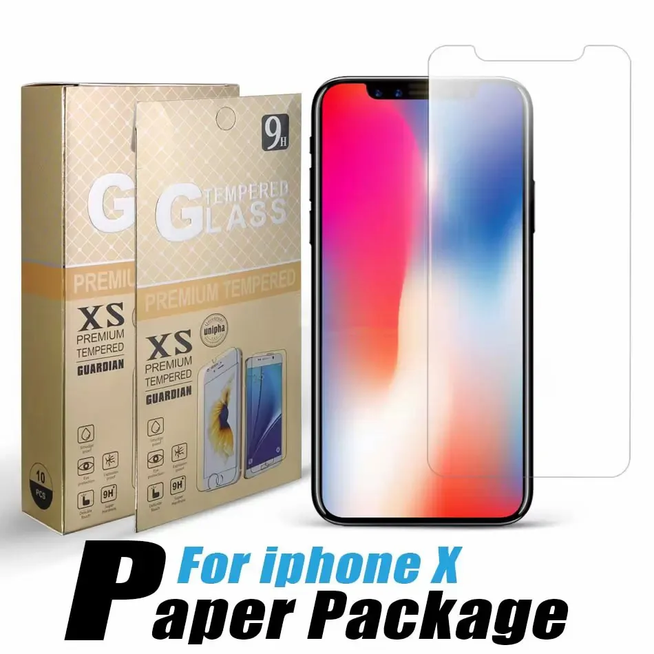 Tempered Glass Screen Protector For iPhone 15 14 13 12 Pro Max 6.7inch SE2 Samsung A21s A71 LG Stylo 5 Huawei P40 0.33MM 2.5D Protector Film 10 in 1 Paper Box Package