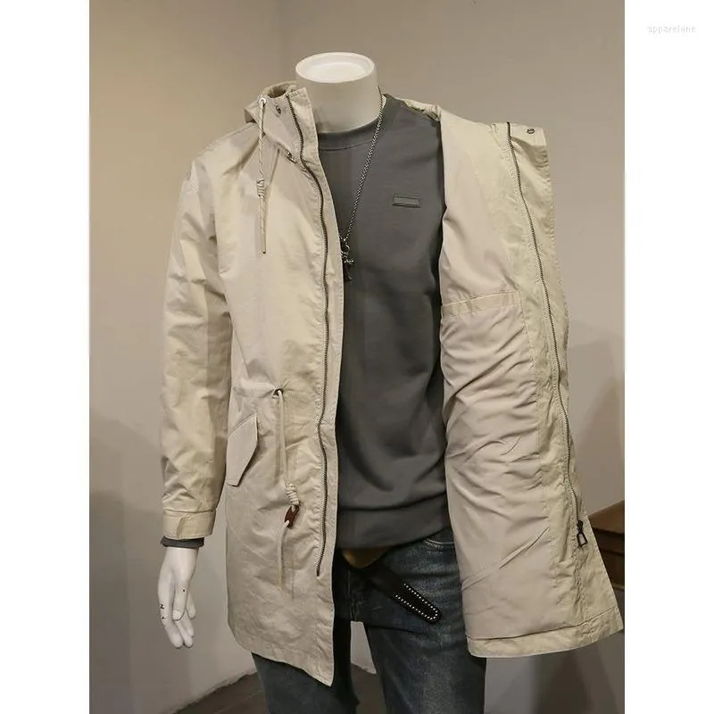 Heren Trench Coats Spring Herfst Casual Business Coat Zipper Up Turn Down Collar Jacket Men Lichtgewicht Katoen S-4XL Y877