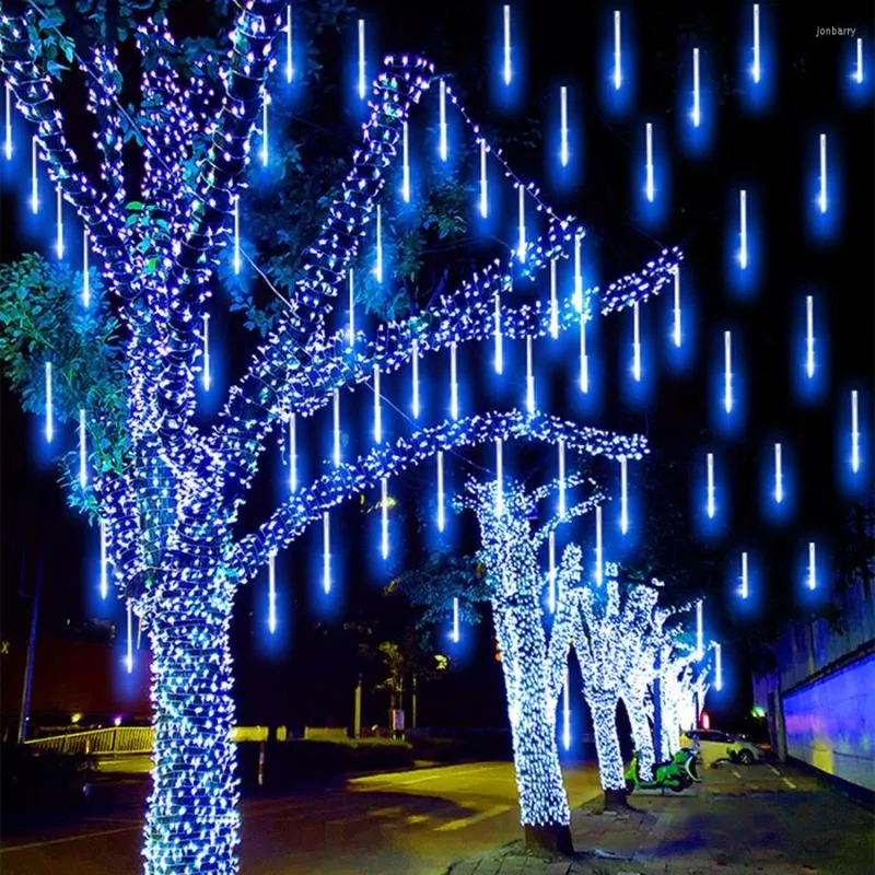 سلاسل Thrisdar 30 سم/50 سم ميسور دش المطر LED سلسلة الضوء 8 أنبوب في الهواء الطلق عيد الميلاد العطلة العطلة السقوط قطران الجنية إكليل