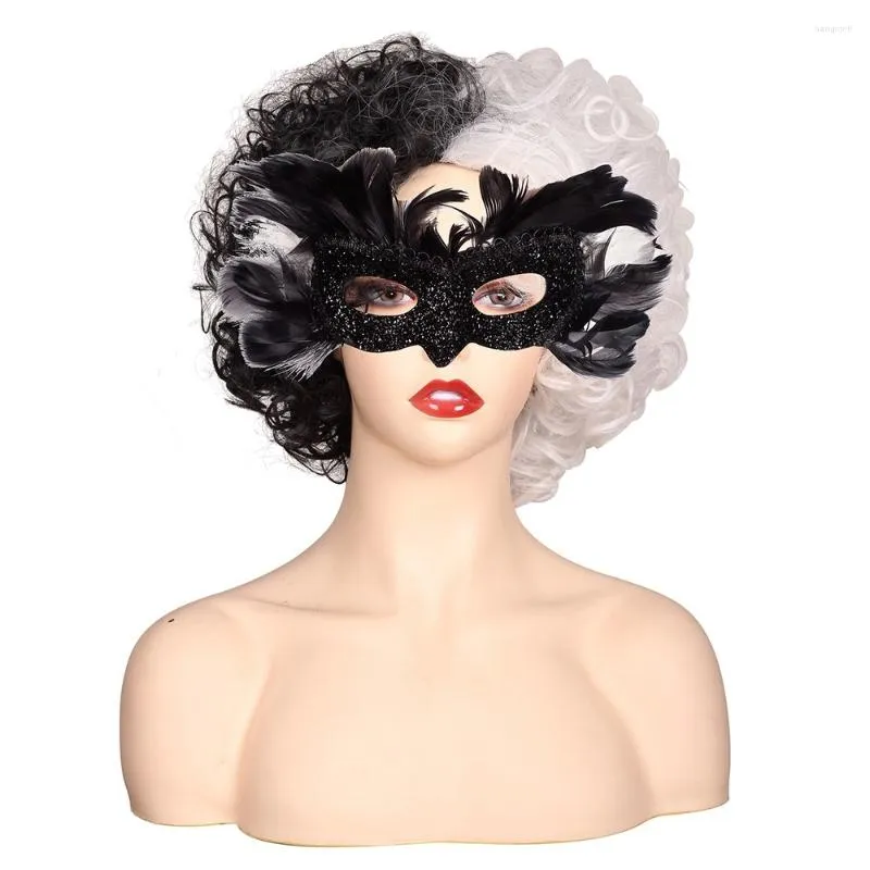 Party Masks Black Feather Halloween Masquerade Cosplay Mask för Cruella de Vil