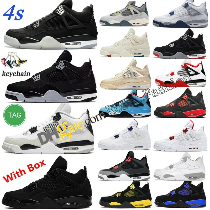 Craft Military Black Cat 4 basketskor 4s White Midnight Navy Fire Red Sail Thunder Oreo Cement Infrared Bred Canvas Gum Messy Room Cherry 11 Men Mens GS Sneakers