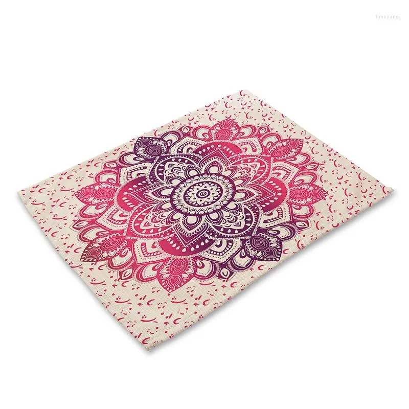 Tapis de Table Mandala, tapis géométrique pour salle à manger, accessoire en coton et lin, coussin en tissu isolant thermique