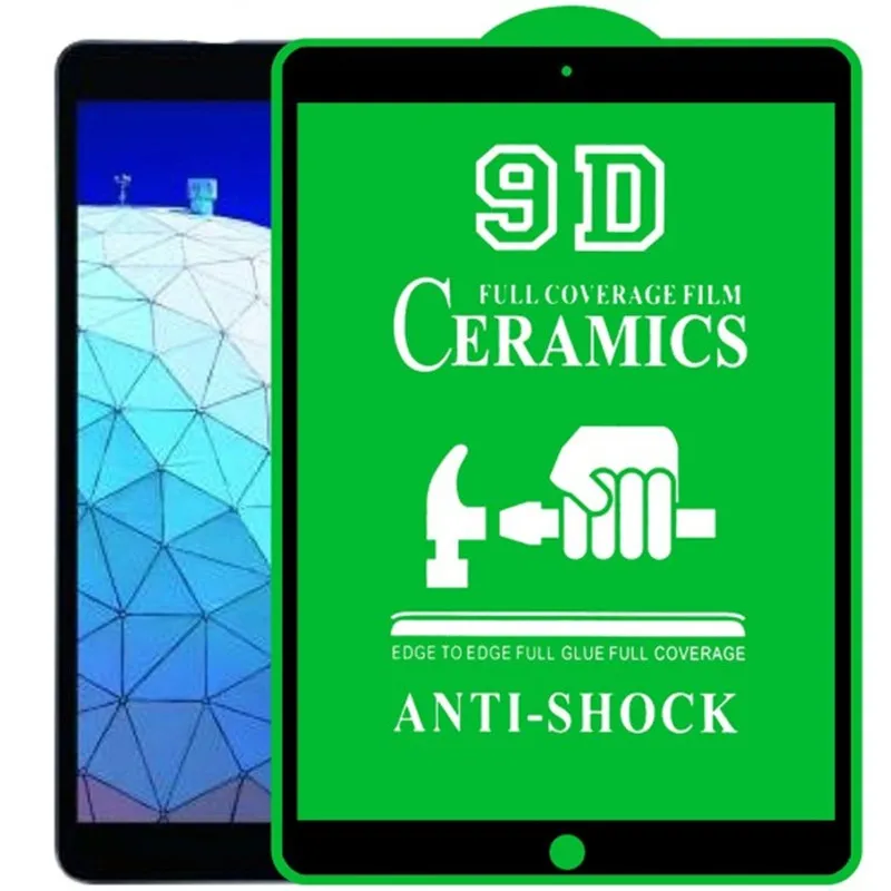 Protezione dello schermo Per iPad 10 9 8 7 Pro 12.9 11 10.5 9.7 Air 4 Mini 6 9D Pellicola di Ceramica HD Anti Shock Colla Completa Copertura Copertura Della Protezione