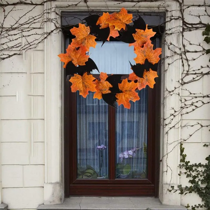 Dekorativa blommor halloween bat krans 28/40 cm stor bas blomma bondgård girland främre dörr vägg hängande för bröllop