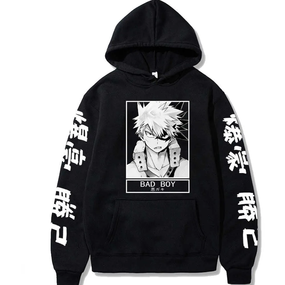 Men's Hoodies Sweatshirts Anime Boku No Hero Academia Manga Bakugou Graphic Sportswear Cosplay Hip Hop Clothes G221008
