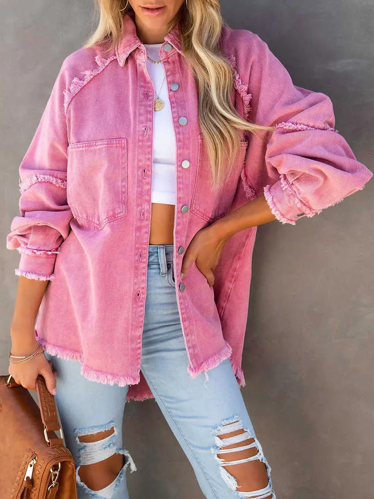 Damenjacken Frauen Casual Retro Solide Langarm Jacke Frühling Herbst Harajuku Drehen Unten Kragen Taste Oberbekleidung Femme Streetwear Lose Mantel T221220