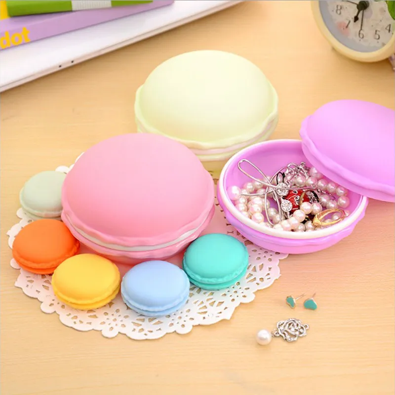 Storage Boxes Bins Arrival Circle Cute Macaroon Cookie Design Candy Color Mini Jewelry 221008