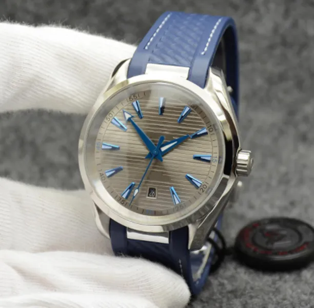 Nya herrklockor Style Grey Dial Watch 42mm Automatisk mekanisk rostfritt st￥l Glas baksida Sport Sea Montres de Luxe Christmas Gifts 316L