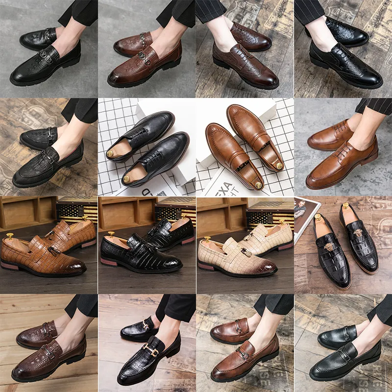 Yüksek dereceli brogue oxford ayakkabı sivri deri ayakkabı oyma balık pulu desen püskül metal toka erkek moda resmi rahat bir ayak üzengi çeşitli boyut 38-47