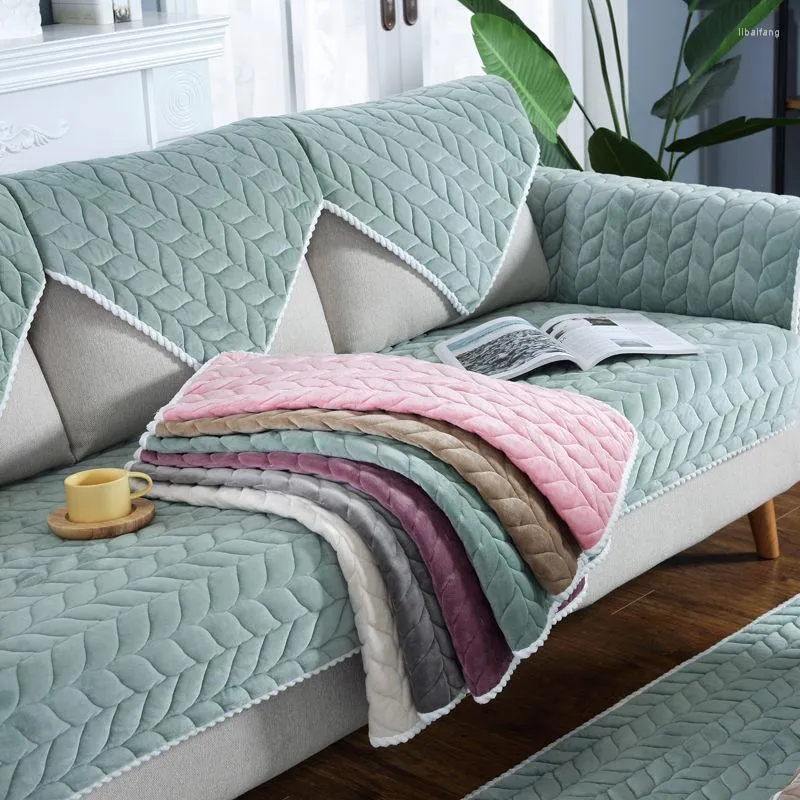 Housses de chaise épaisses en peluche, housse de canapé, couleur unie, coussin de remplissage antidérapant, serviette de dossier, protection de meubles pour le salon