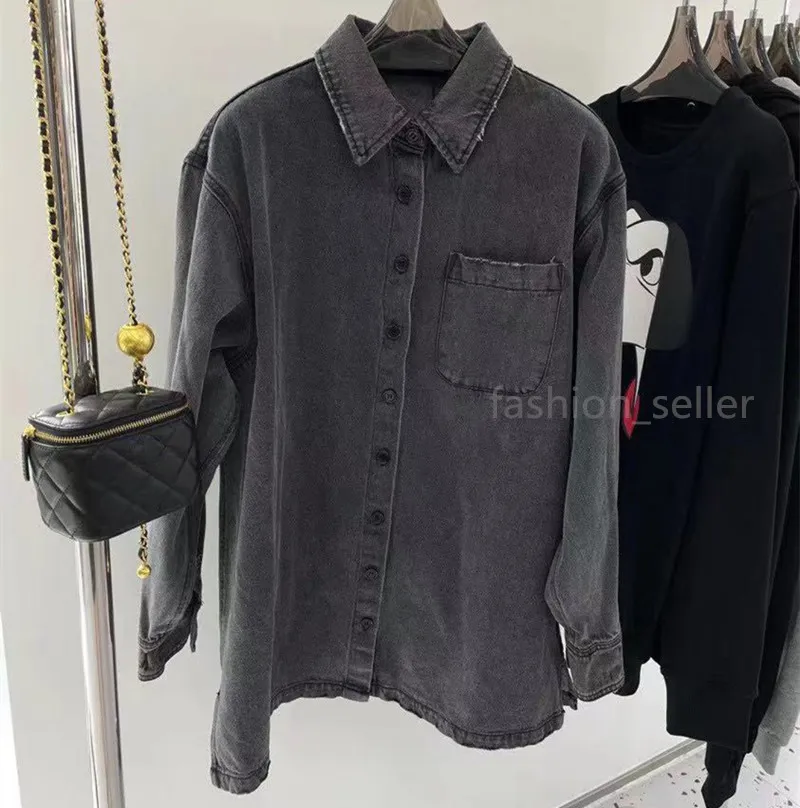 P-105 Outdoor Denim Shirts Dames Cardigan T-stukken T-bovenaan vervallen kleding Damesknop met lange mouwen