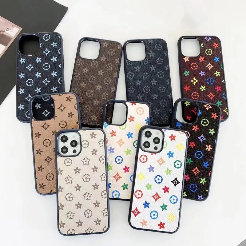 Estuches de teléfono de cuero de diseñador de marca para iPhone 13 Pro Max 14 Plus 12 Mini 11 Funda trasera con estampado de letras de moda Funda Samsung Galaxy S21 S22 Ultra Luxury Mobile Shell