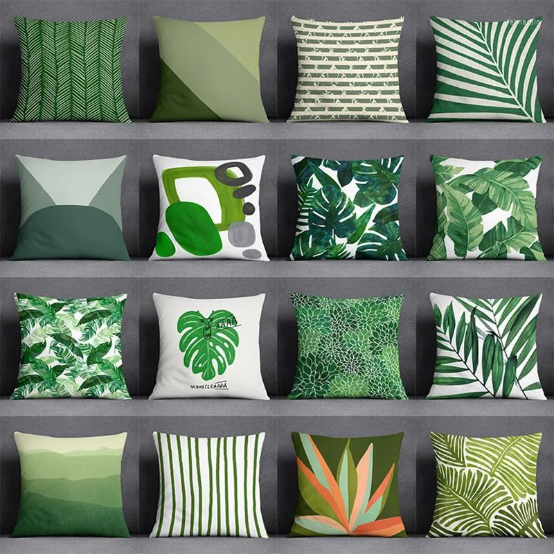 Pillow Green Leaf Series Gift Cover Home Office Furniture Bedroom Sofa Car Polyester Print