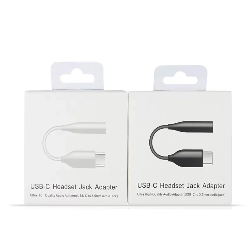 بالنسبة إلى Samsung Earphone Cable Type-C USB-C Male to 3.5mm Adapter Aux Aux Audio Female Jack مع Chip Retail Box S22 S21 Not