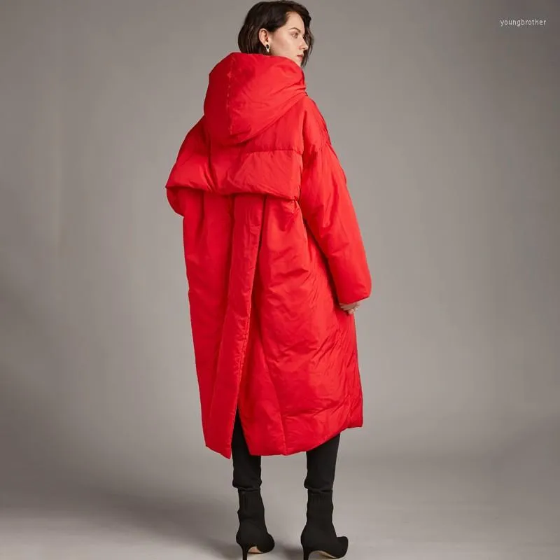 女性のダウンファッション冬の厚い温かいアウトウェア女性長さ90％ホワイトダックジャケットビッグポックメス高品質のコート風車2022