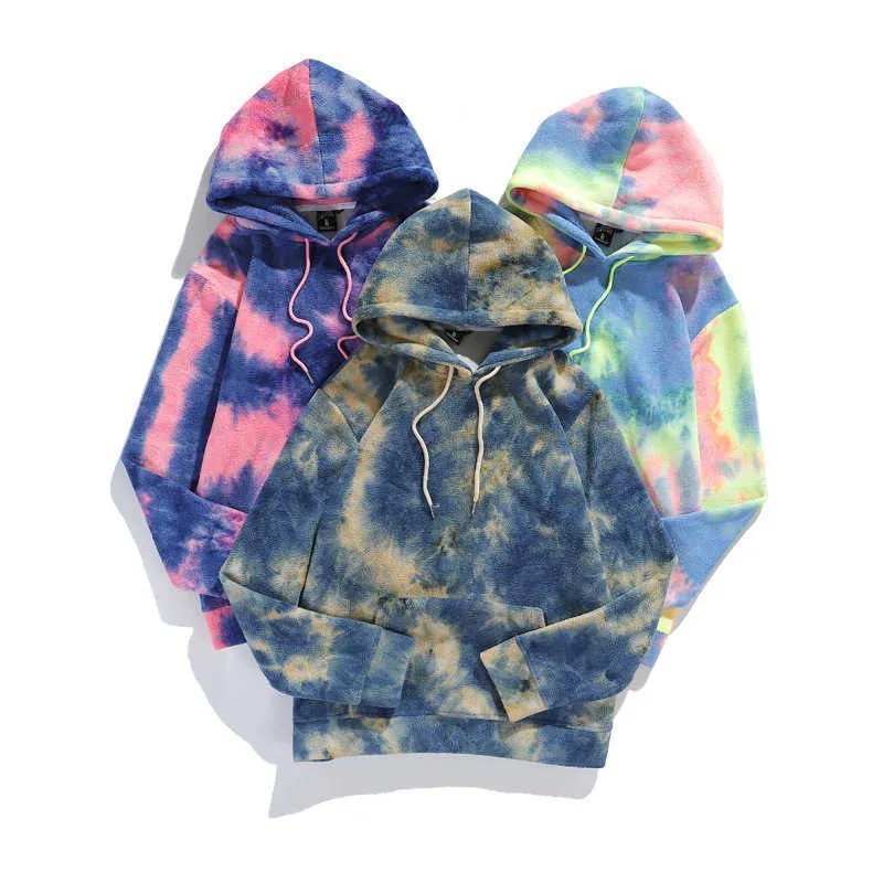 Herren Hoodies Sweatshirts BELIEF 2022 Herbst Winter Neue Hoodie Hohe Qualität Unisex Harajuku Tie Dye Multi-Color Kollision Y2K Sweatshirt G221008