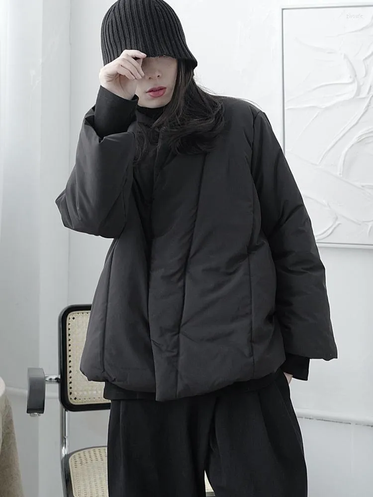Dames down umi mao 2022 winter yamamoto stijl Japanse kunst korte negen mouwen katoenen jas jas vrouwen casual losse outswear
