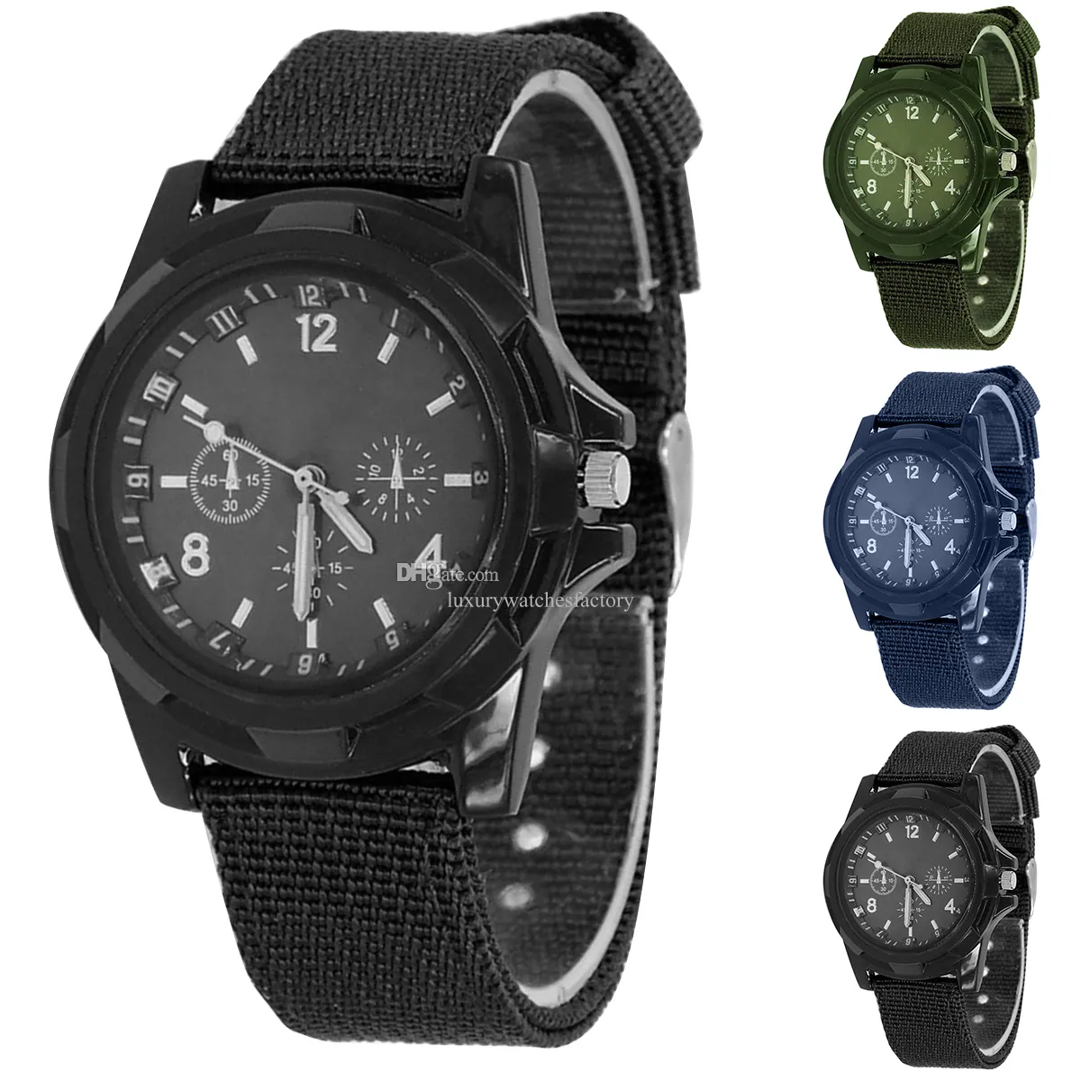 Mode Dwaterproof Watertproof Quartz titta på armésoldatens militära duk remtyg Analog tittar på sport armbandsur