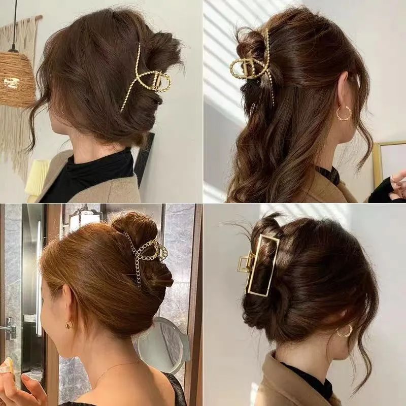 2022 nouvelles femmes élégant or argent creux géométrique métal pinces à cheveux Vintage pinces à cheveux bandeau épingle à cheveux accessoires de mode 10 pièces/