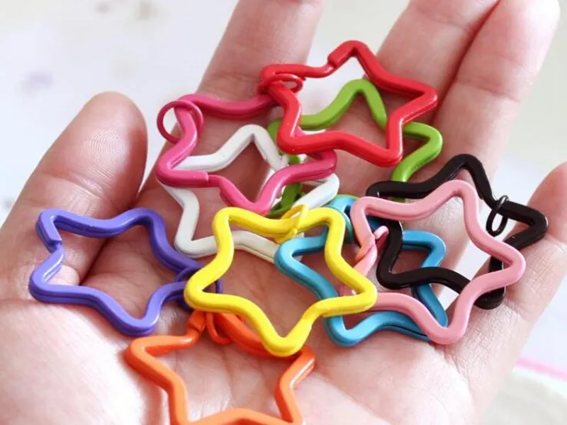 500pcs kawaii color prinated keed holder split кольца Diy аксессуары металлическая звезда в форме конфетки клавишные кольца 35 мм