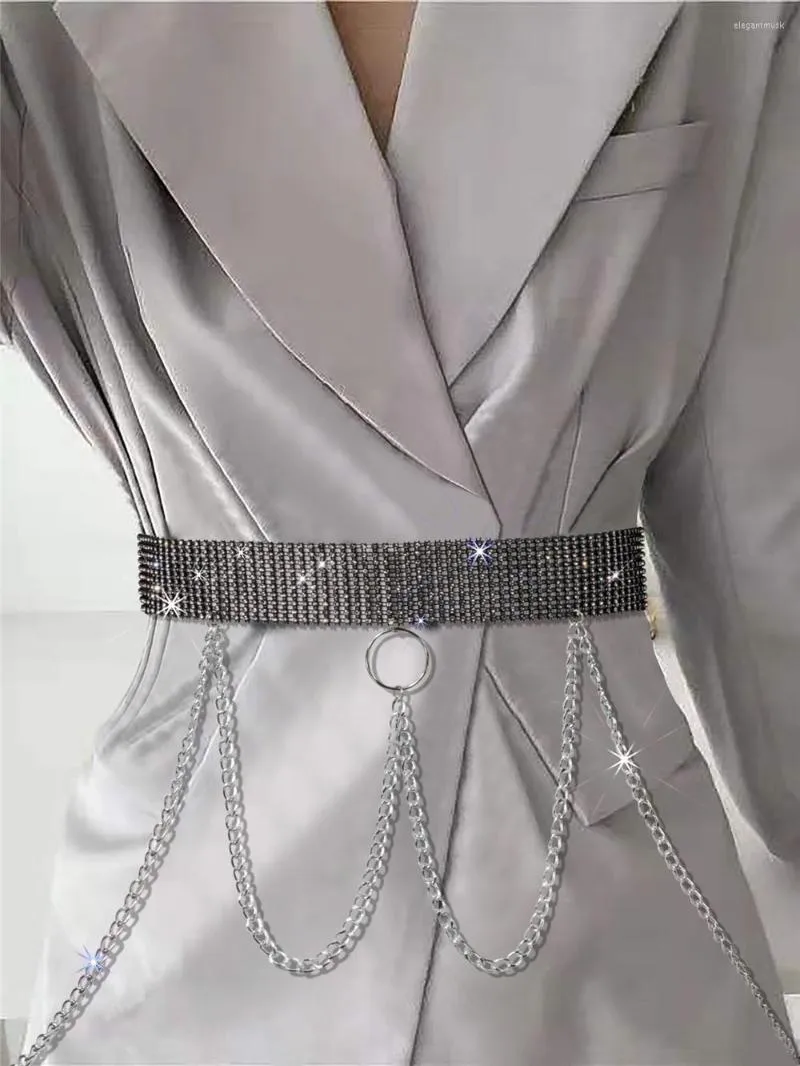 Cintos 2022 Moda Corrente da cintura da cintura Borno de cintura da borla de cristal brilhante para mulheres