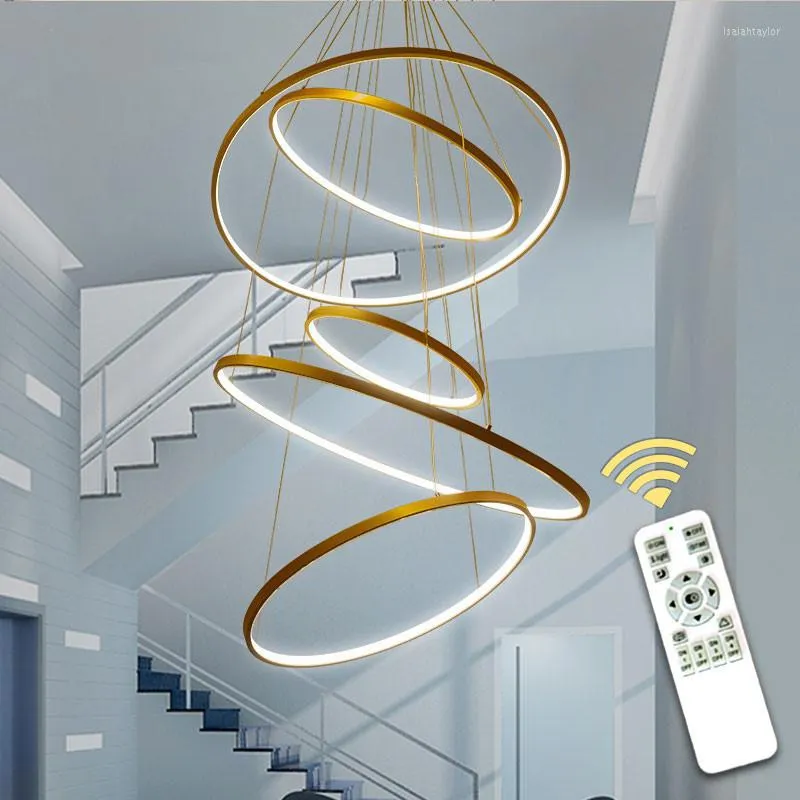 Hanger lampen moderne led cirkel ring diy lichten voor woonkamer slaapkamer restaurantwinkel decor 110v 220V dimbare hangende lamp