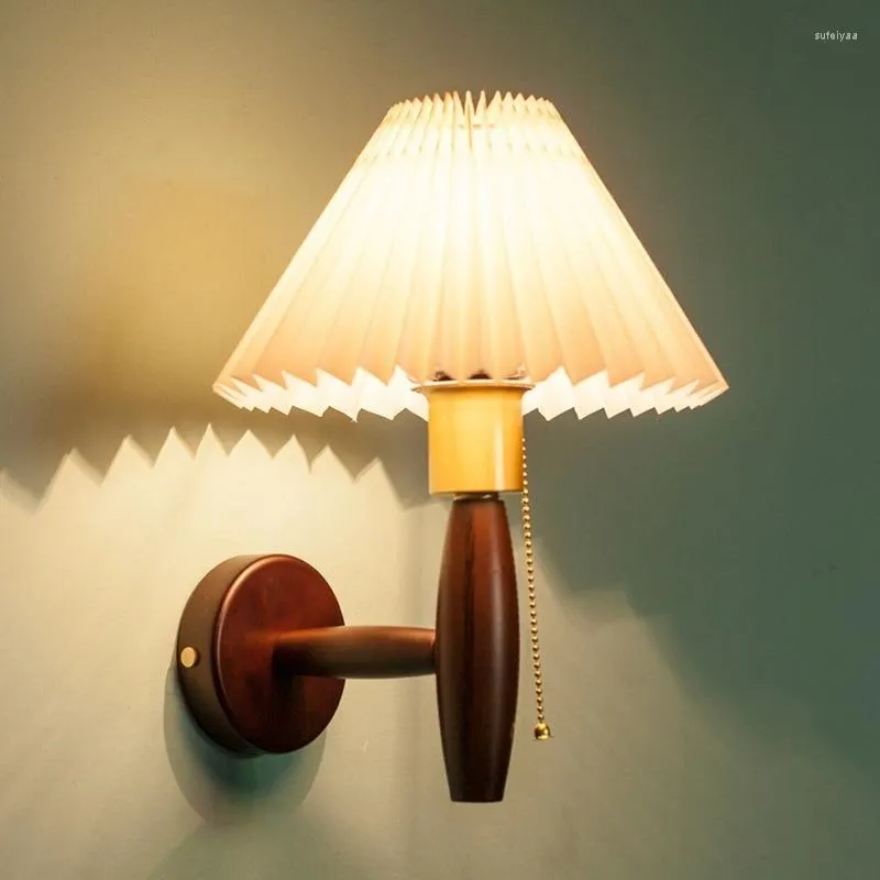 Wall Lamp Nordic Wood Interior Light Bedroom Bed Head LED Living Room Decoration Indoor Lighting Lampara