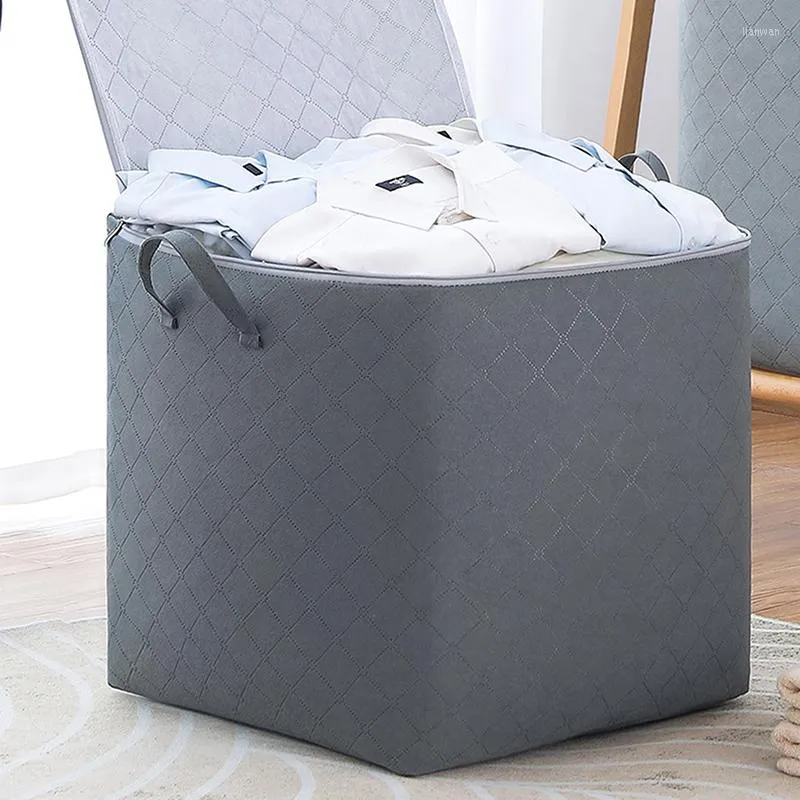Clothing Storage Bag Foldable Large Capacity Dustproof Waterproof Clothes Organizer Box For Home Wardrobe