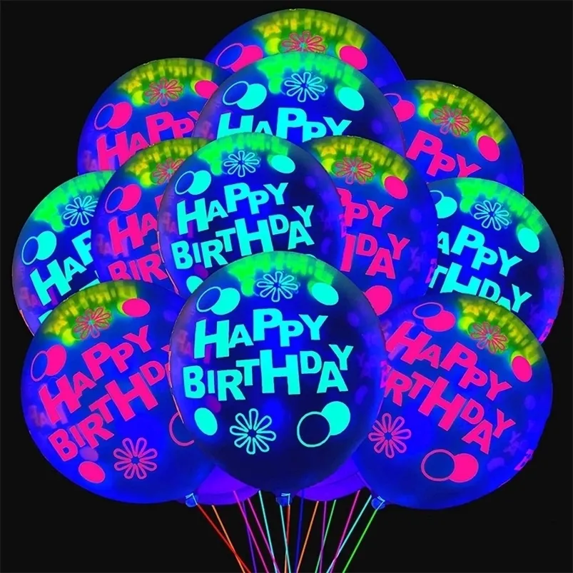 Other Festive Party Supplies 10 20PCS 12inch escent Balloon Glow In The Dark Luminous Love Heart Latex Baloon For Wedding Birthday Decoration 221010