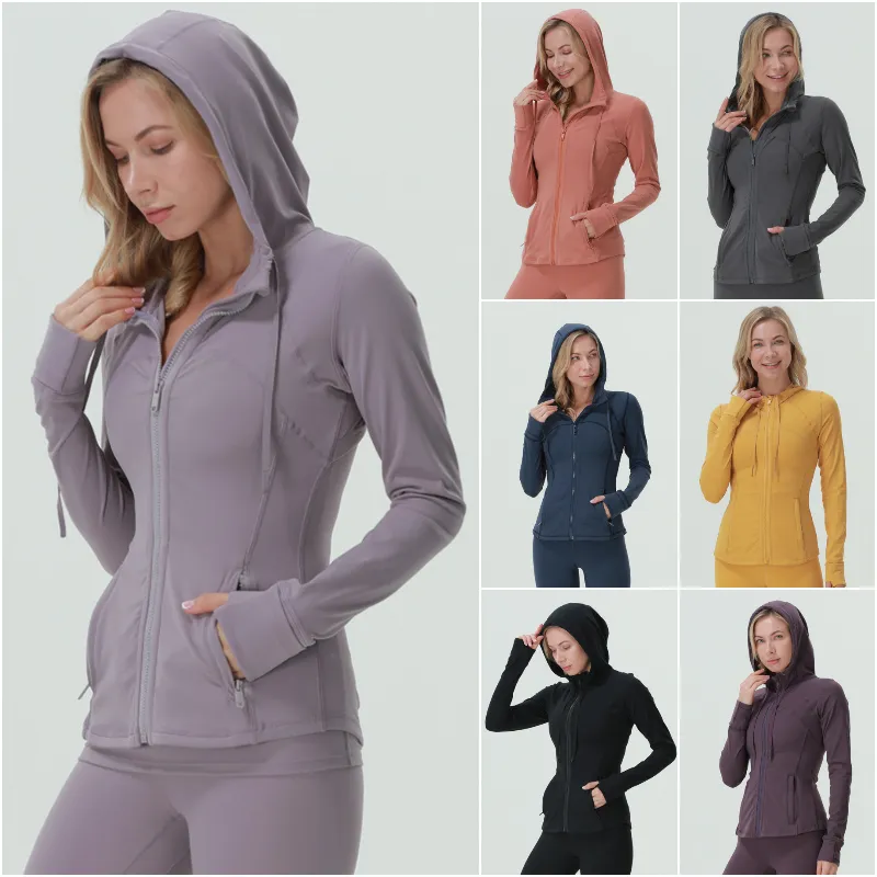 LL-0203 Hooded Fitness Wear Womens Sportswear Yoga Outfit Outer Jackets Outdoor Apparel Casual Adult Running Exercise Long Sleeve Tops Zipper