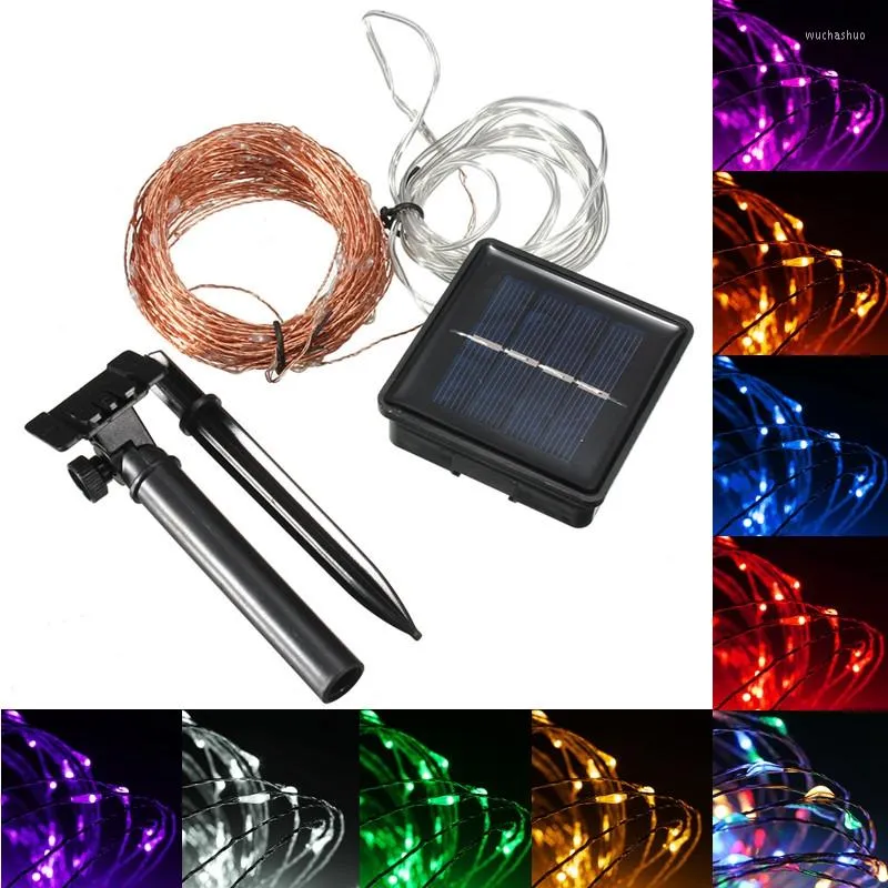Strings 20M 200 LED Solar Powered Copper Wire String Fairy Light Xmas Party Decor For Christmas Trees Wedding Lights