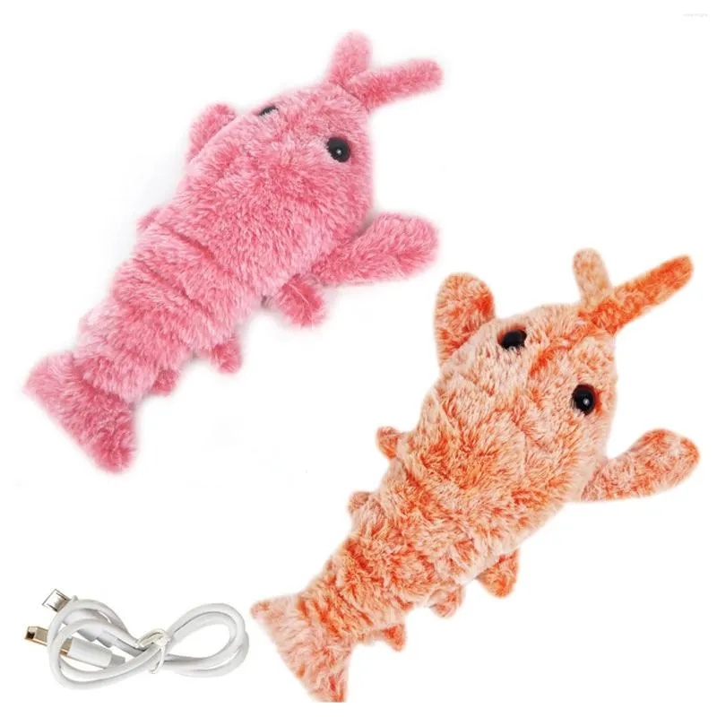 Cat Toys 1Pc Pet Electric Jumping Toy Shrimp Moving Simulation Lobster Dancing Plush For Cats Stuffed Animal Interactive