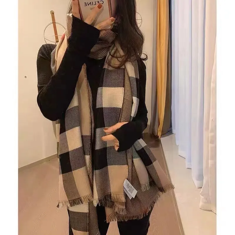 Wemon Designer cashmere scarf Winter women and men long Scarf quality Headband fashion classic printed Check Big Plaid Shawls