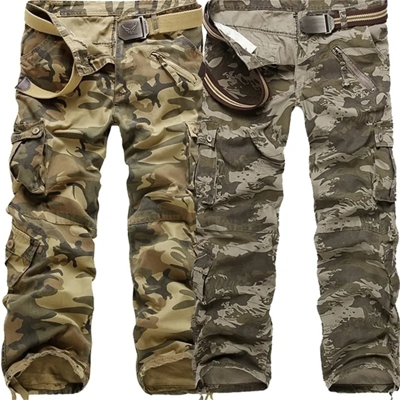 Herenbroek Watergolven Camouflage broek Militaire tactische broek mannen Multi-pocket gewassen overalls Mannelijke lading voor maat 28-40 221008