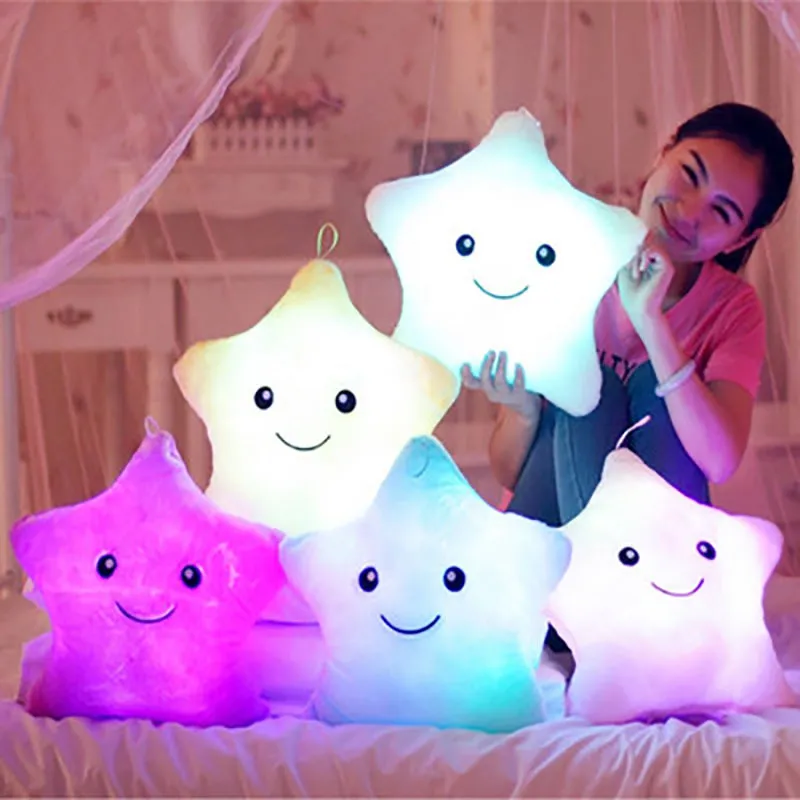 40 -cm LED Flash Light Hold Pillow Five Star Lalk Plush Animals Pchany Oświetlenie Prezent Dzieci Prezent Świąteczny C93