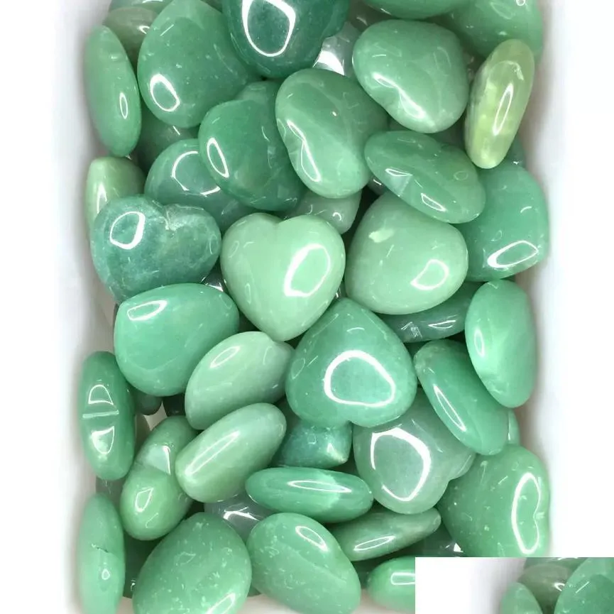 Stone Green Aventurine Love Heart Stone Turquoise Rose Quartz Natural Ornament Handhandtag Diy Stones Halsband Tillbehör Dr Dhdqn