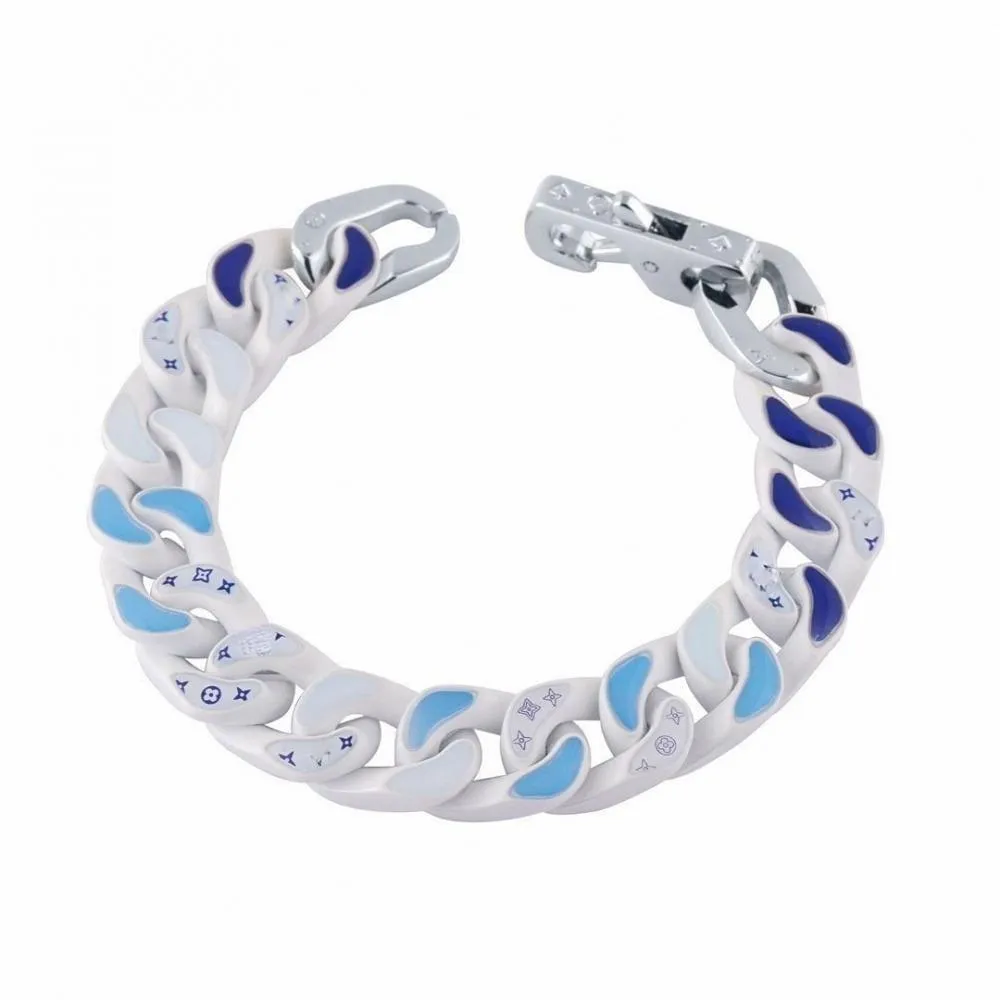 Europa nya herrarmband titan stål designer armband kedja med diamanter hip hop unisex armband länkar vit blå lack moln personlighet kedjor smycken