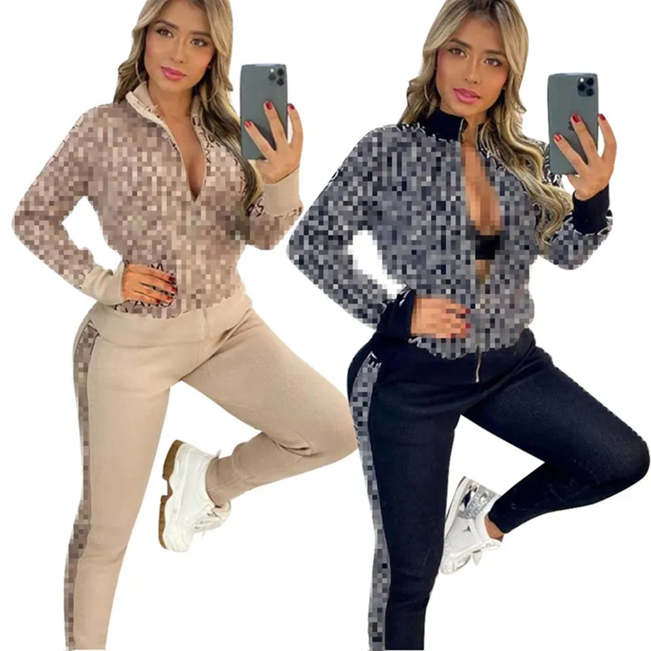 Tute firmate Completi in due pezzi Abbigliamento sportivo da donna 2022 Cardigan a maniche lunghe Uniforme da baseball Tuta sportiva da jogging Moda Lettera Stampa K468