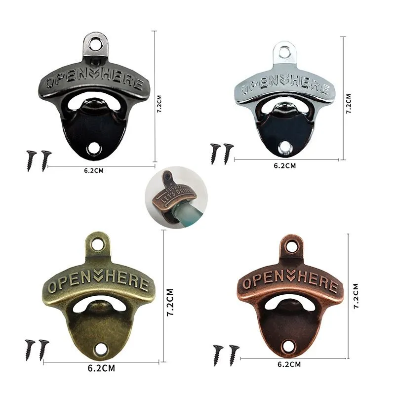 Bottle Openers Zinc Alloy Wall Mount With Screws Open Here Classic Mounted Vintage Style Home Bartender Restaurant Decor