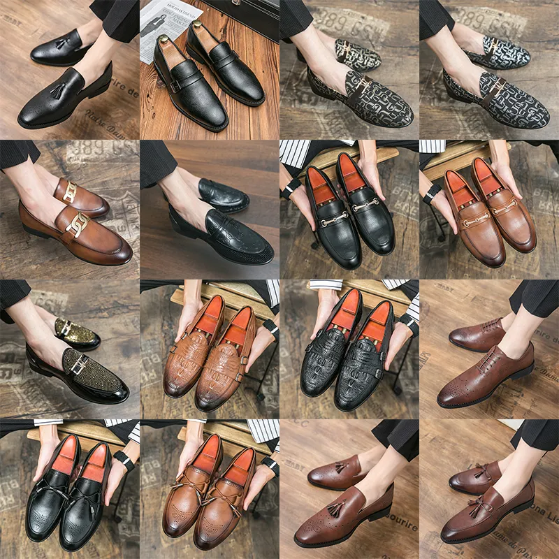 DHgate Embroidered Tassel Brogues Stylish Leather Pointed Toe Oxfords for Men Shoes Accessories