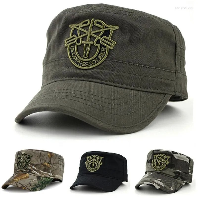 Berets Vintage Flat Top Camouflage Militaire hoed Men Men Summer Army Cap Sport Camo heren Caps Sun Trucker 2022 Four Seasons