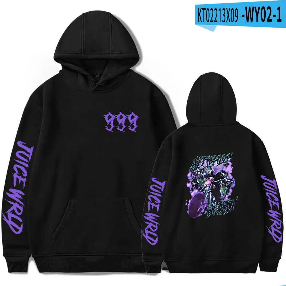 Heren Hoodies Sweatshirts Hot Print Juice WRLD Zwarte Hoodies Mannen Vrouwen Sweatshirts Unisex Trainingspakken Hip Hop Rapper Streetwear Casual Jongens Meisjes Truien T221008