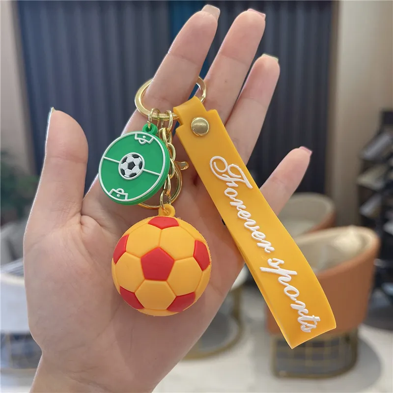 Fotbollsnyckeltröjor Soccer Rand PVC Soft Pendant Keychains Games Souvenir Fans Ornament Free Ship