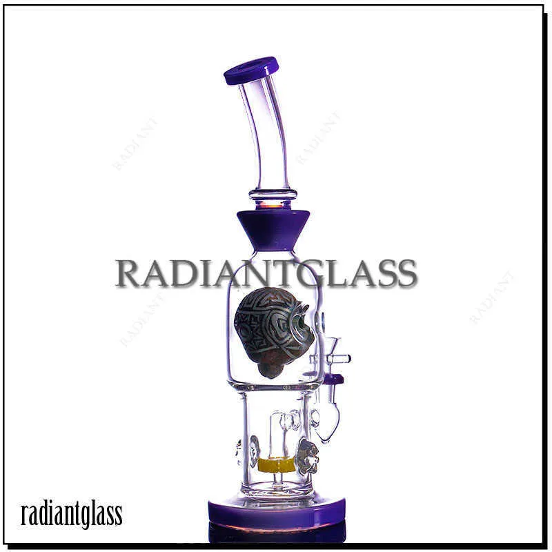 Hookahs Skull Percolator Frosted Glass Bong Heavy Water Beaker Bong With 14mm Male Bowl Accessories