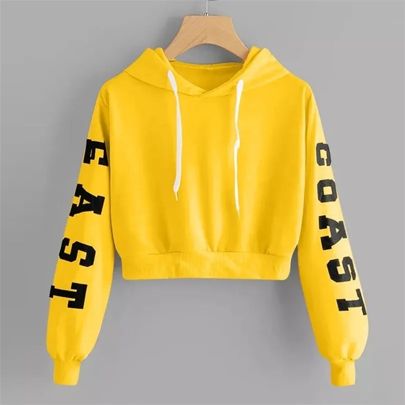 Womens Hoodies Sweatshirts Fall Winter Cropped Hoodie for Women Solid Color Letter Print Sweatshirt Pullover Top Fashion Warm Womens Sweatshirt 221010