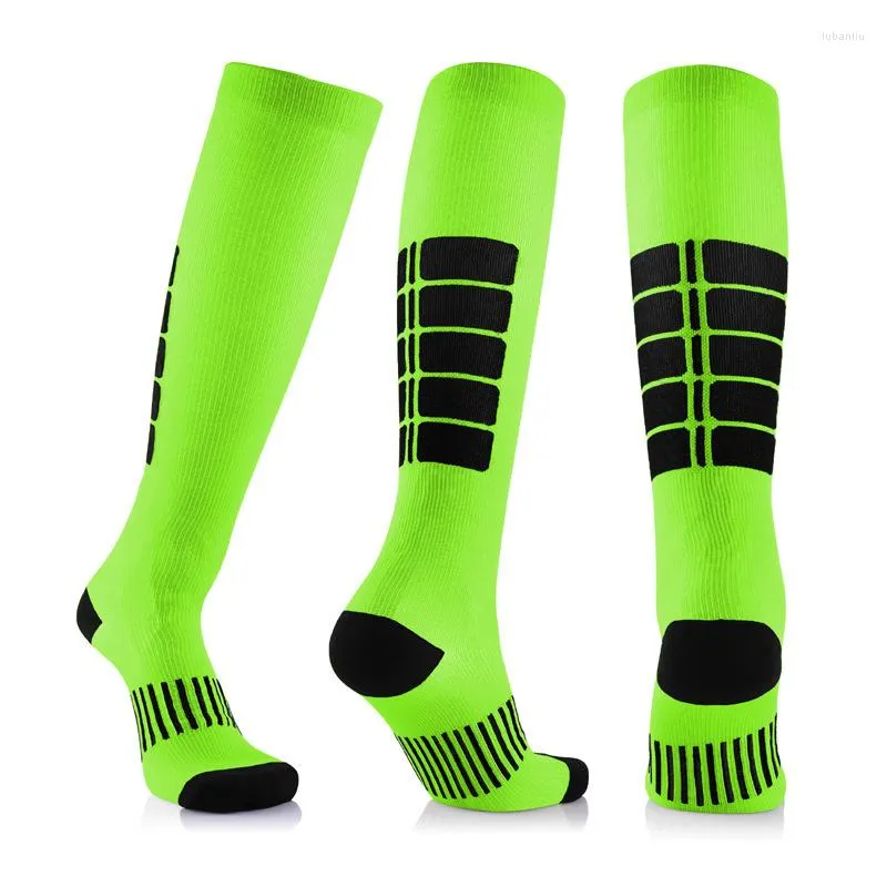 Chaussettes sportives Compression Varicose Veines Soccer Long Tube Unisexe Stockage des soins infirmiers en plein air pour hommes Femmes Golf de cuisse