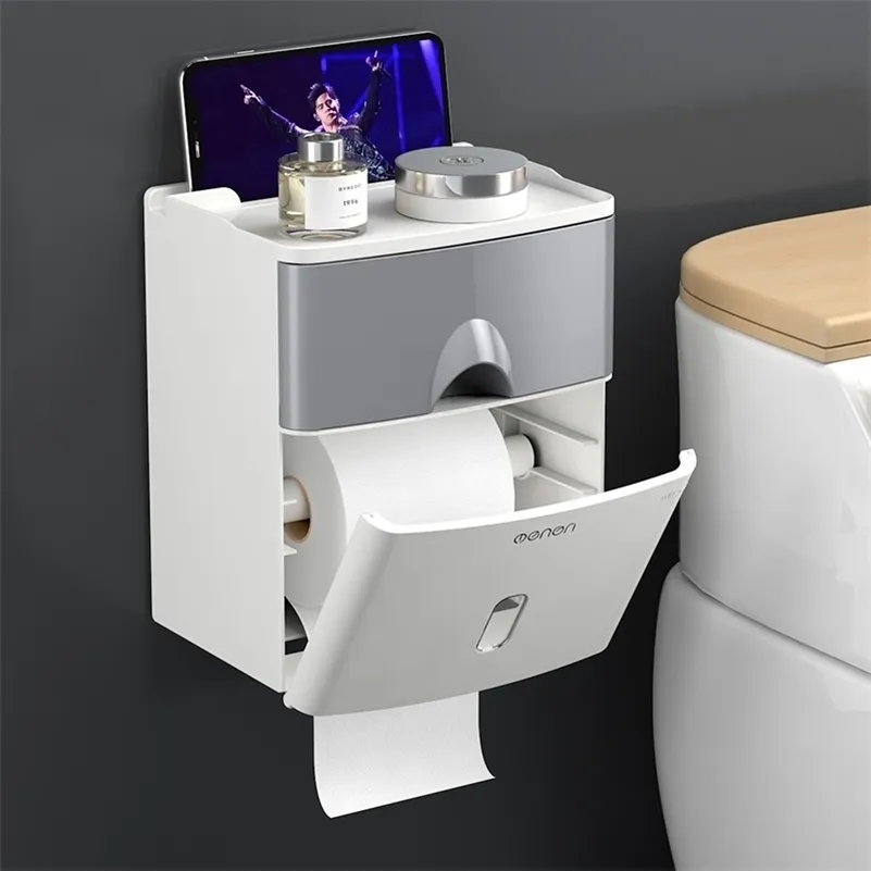 Vävnadslådor servetter multifunktion toalettpapper hållare vattentät förvaringslåda kreativa väggmontering badrum produkttillbehör 221008